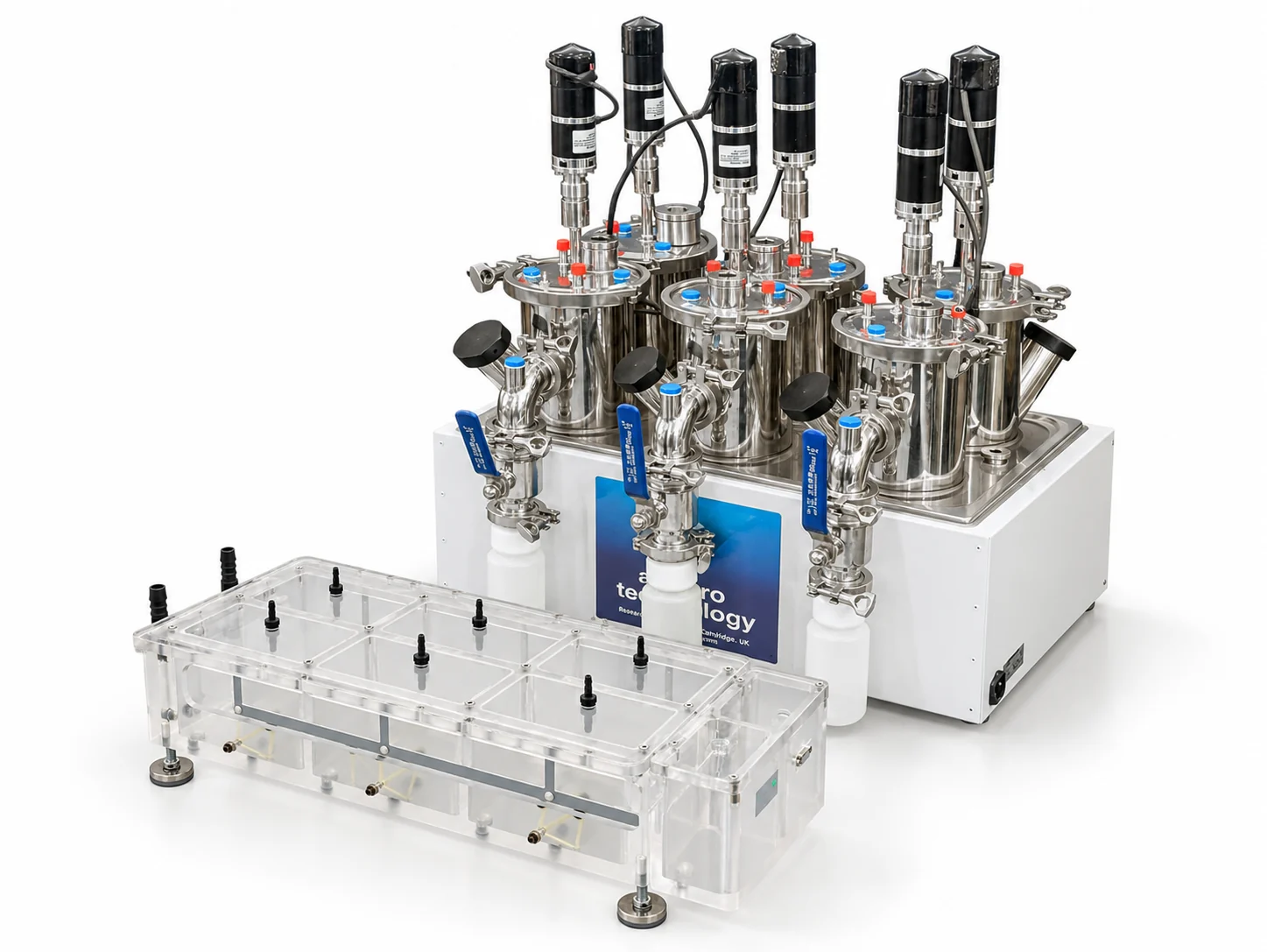 The Phoenix manually-fed high-solids reactors beside the multi-channel gas flow meter