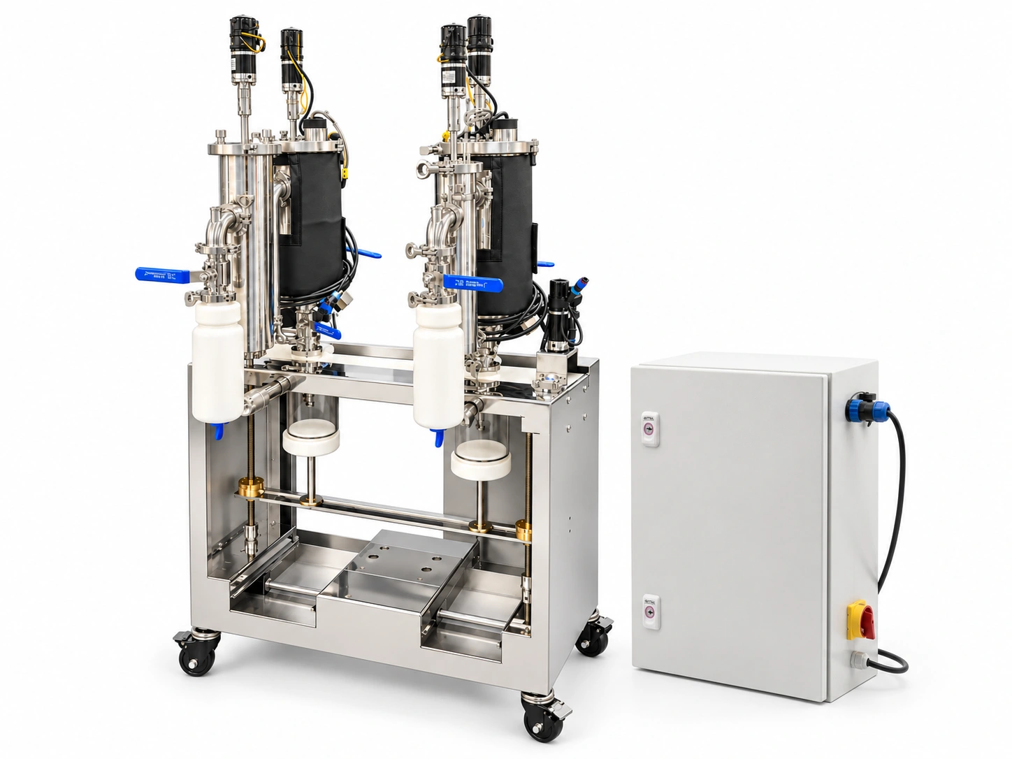 The Ray-i two-reactor monitoring system beside its PLC control cabinet